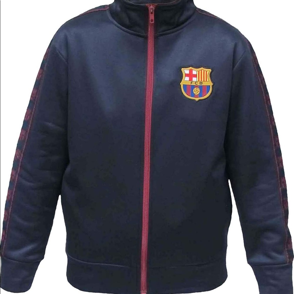 Official FC Barcelona Junior Boys Track Jacket Navy Size M New